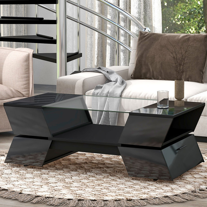 Black sled coffee table sales